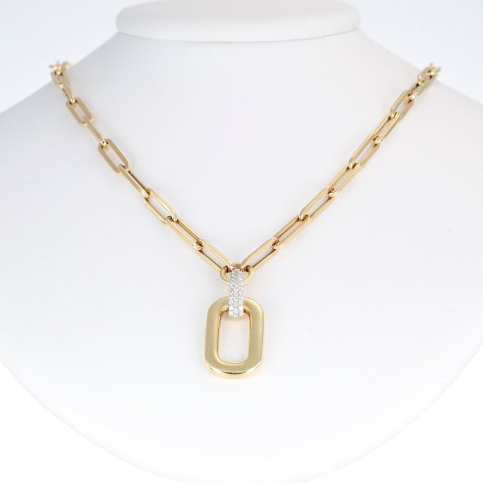 Girocollo in Oro Rosa 18kt con Centrale Rettangolare e Pavé di Diamanti