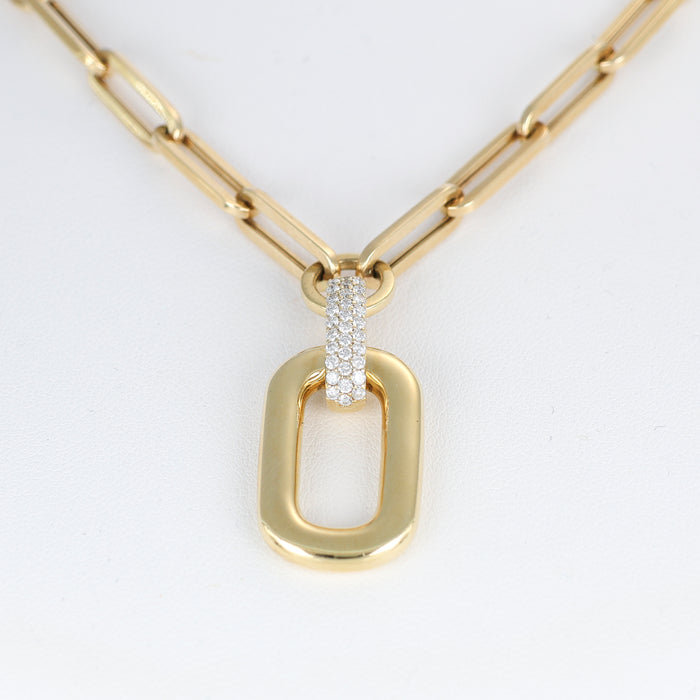Girocollo in Oro Rosa 18kt con Centrale Rettangolare e Pavé di Diamanti
