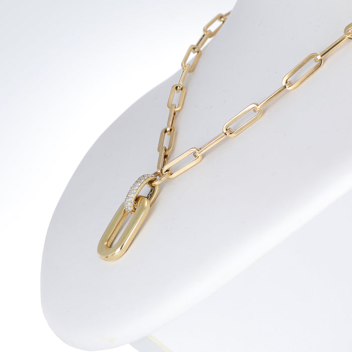 Girocollo in Oro Rosa 18kt con Centrale Rettangolare e Pavé di Diamanti