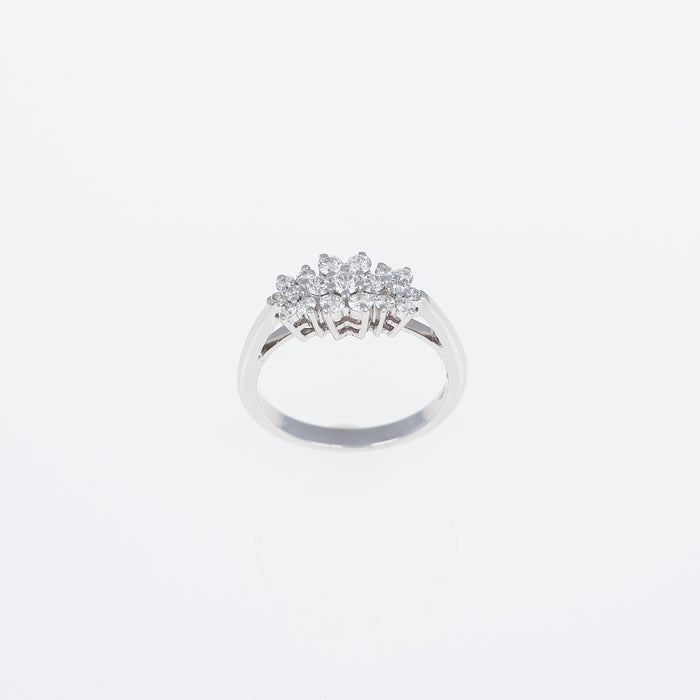 Anello in Oro Bianco 18kt con Tre Fiori di Diamanti