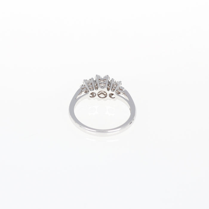 Anello in Oro Bianco 18kt con Tre Fiori di Diamanti