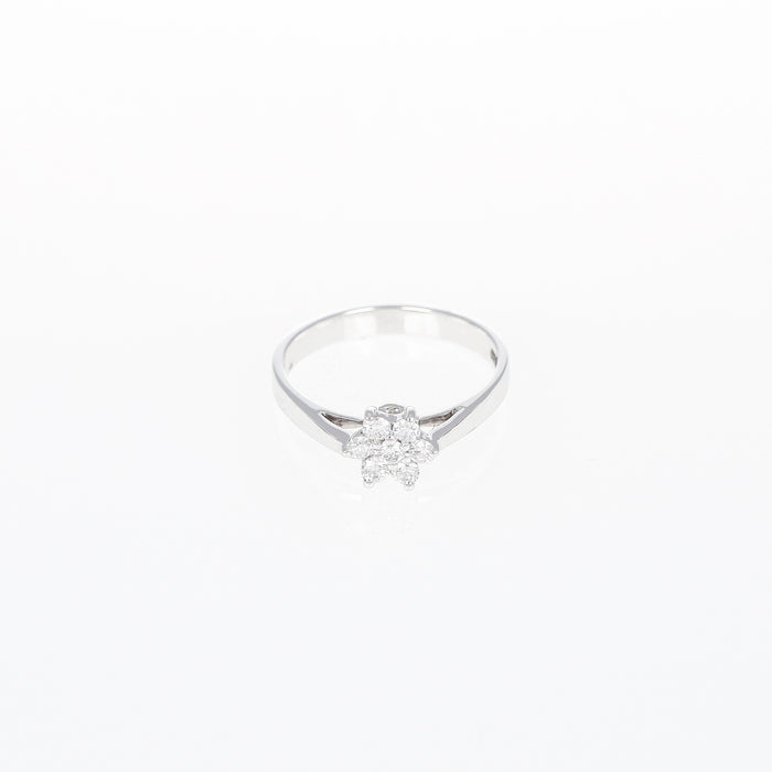 Anello in Oro Bianco 18kt con Fiore in Diamanti