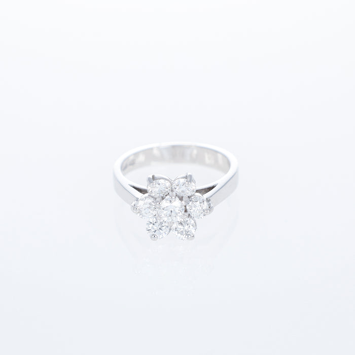 Anello Fiore in Oro Bianco 18kt con Diamanti