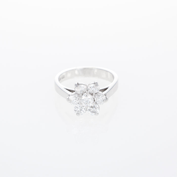 Anello Fiore in Oro Bianco 18kt con Diamanti