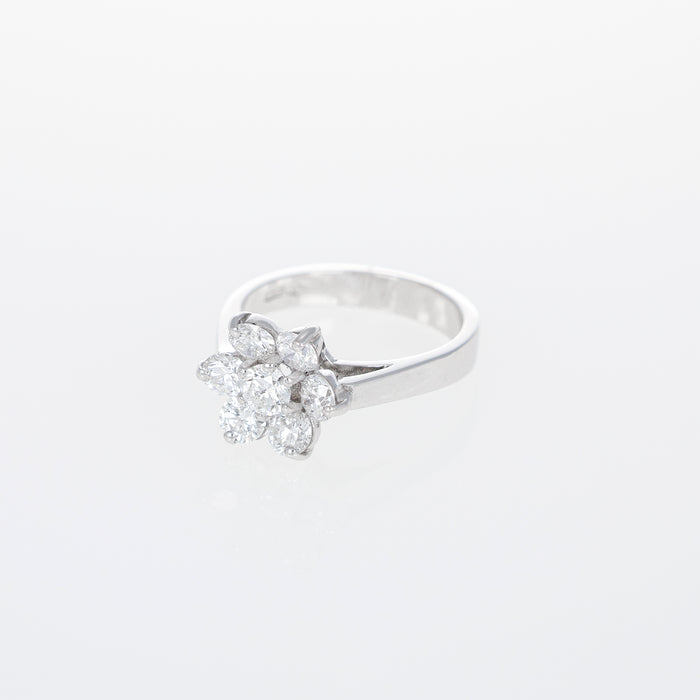 Anello Fiore in Oro Bianco 18kt con Diamanti
