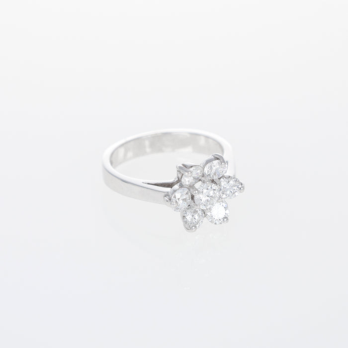 Anello Fiore in Oro Bianco 18kt con Diamanti
