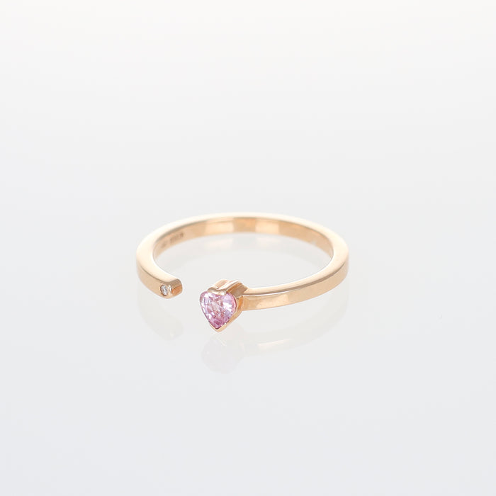 Anello Collezione Hope in Oro Rosa Zaffiro Rosa a Cuore e Diamante