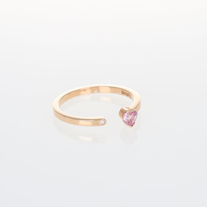 Anello Collezione Hope in Oro Rosa Zaffiro Rosa a Cuore e Diamante