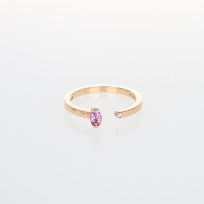 Anello Collezione Hope in Oro Rosa con Zaffiro Rosa Ovale e Diamante