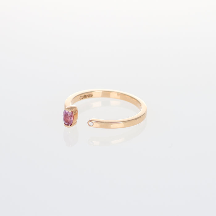 Anello Collezione Hope in Oro Rosa con Zaffiro Rosa Ovale e Diamante
