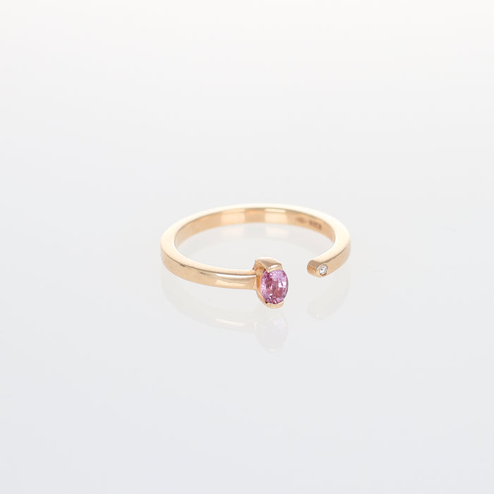 Anello Collezione Hope in Oro Rosa con Zaffiro Rosa Ovale e Diamante