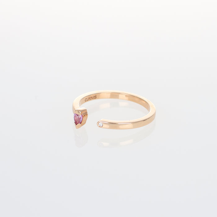 Anello Collezione Hope in Oro Rosa 18kt con Zaffiro Rosa a Goccia e Diamante