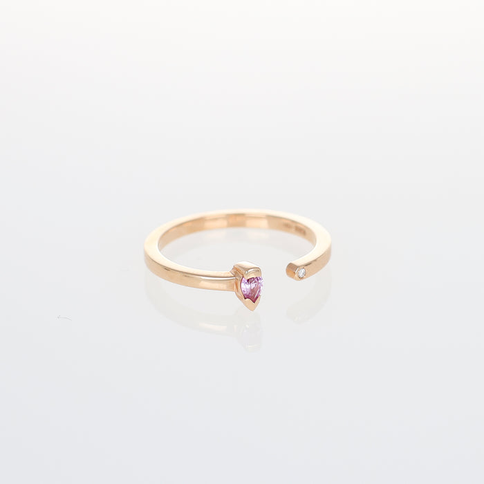 Anello Collezione Hope in Oro Rosa 18kt con Zaffiro Rosa a Goccia e Diamante