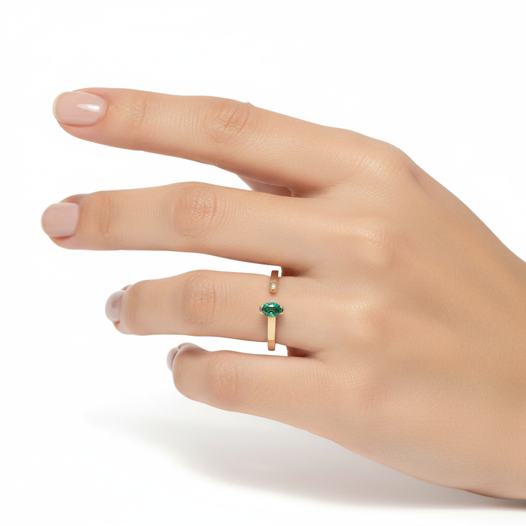 Anello Hope Green  Oval