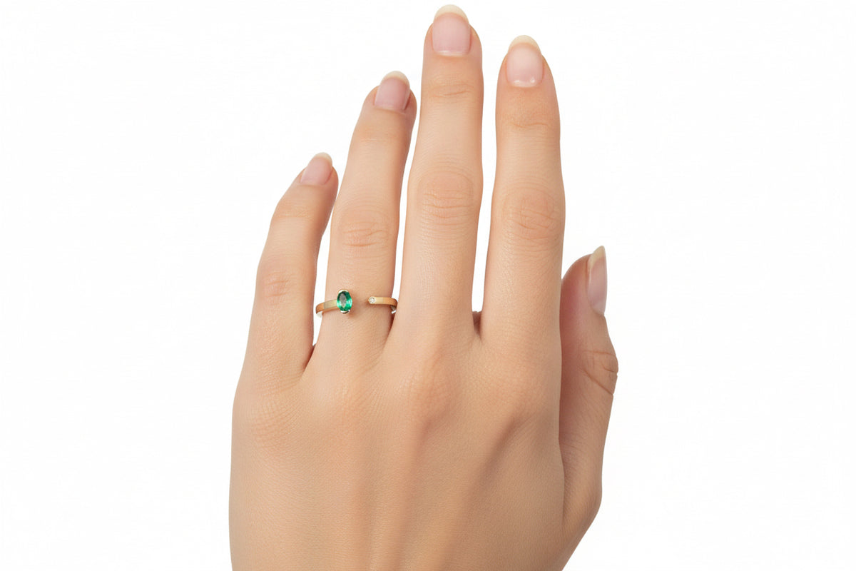 Anello Hope Green  Oval