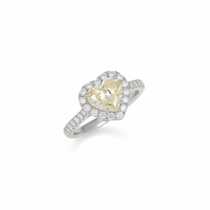 Anello Zaffiro Giallo Cuore