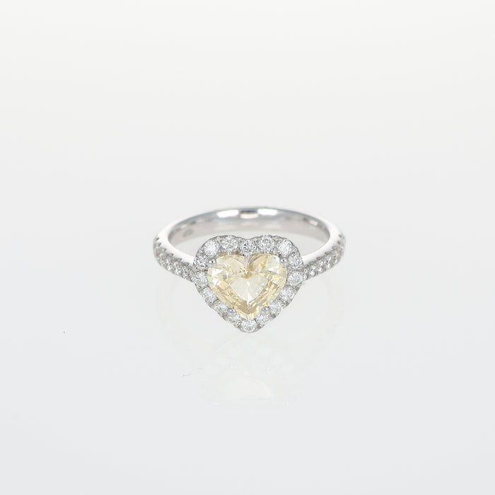 Anello Solitario in Oro Bianco con Zaffiro Giallo Cuore