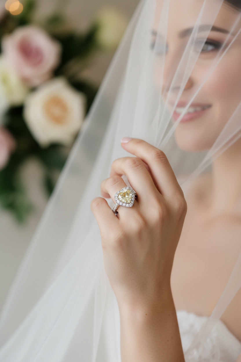 Anello Zaffiro Giallo Cuore