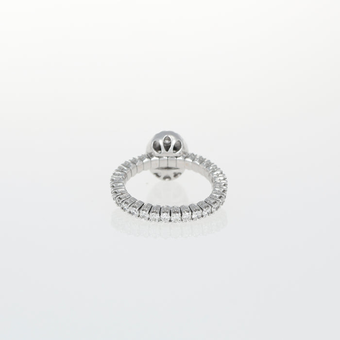 Anello Collezione Glove Elastico in Oro Bianco 18kt con Centrale Ovale e Riviera di Diamanti