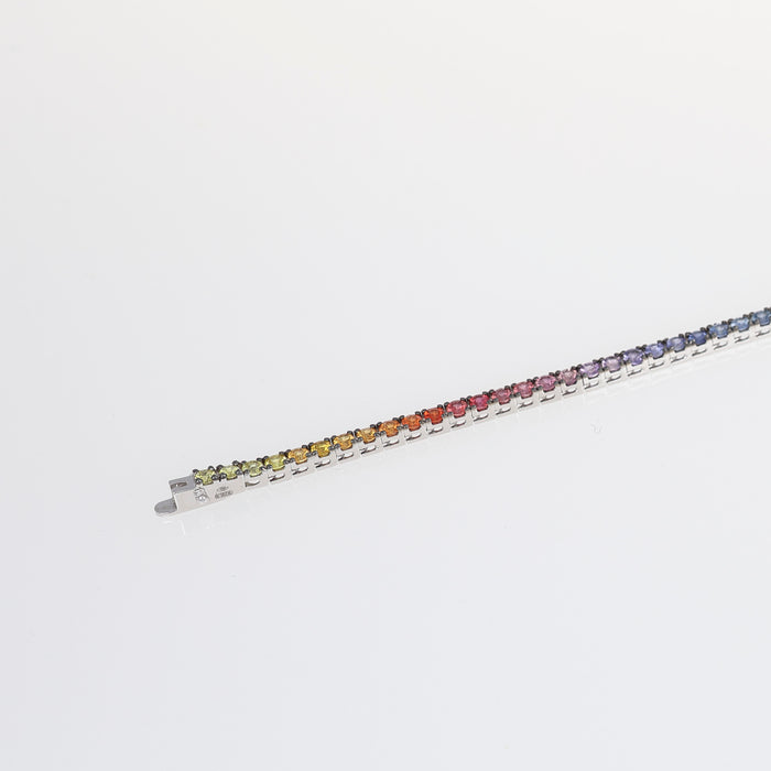 Bracciale Tennis Rainbow in Oro Bianco 18kt con Zaffiri Naturali