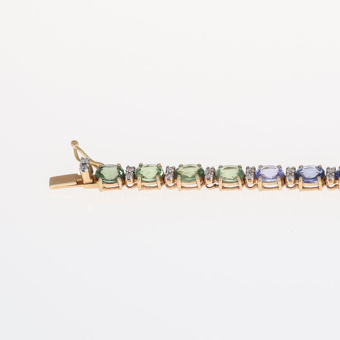 Bracciale Tennis in Oro Rosa 18kt con Zaffiri Ovali e Diamanti