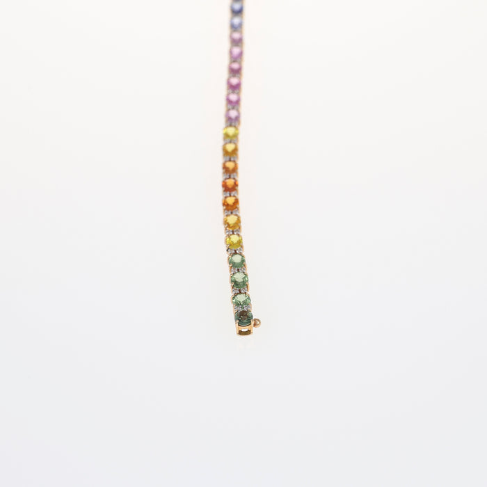 Bracciale Tennis in Oro Rosa 18kt con Zaffiri Ovali e Diamanti