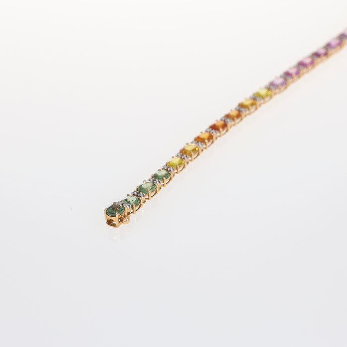 Bracciale Tennis in Oro Rosa 18kt con Zaffiri Ovali e Diamanti