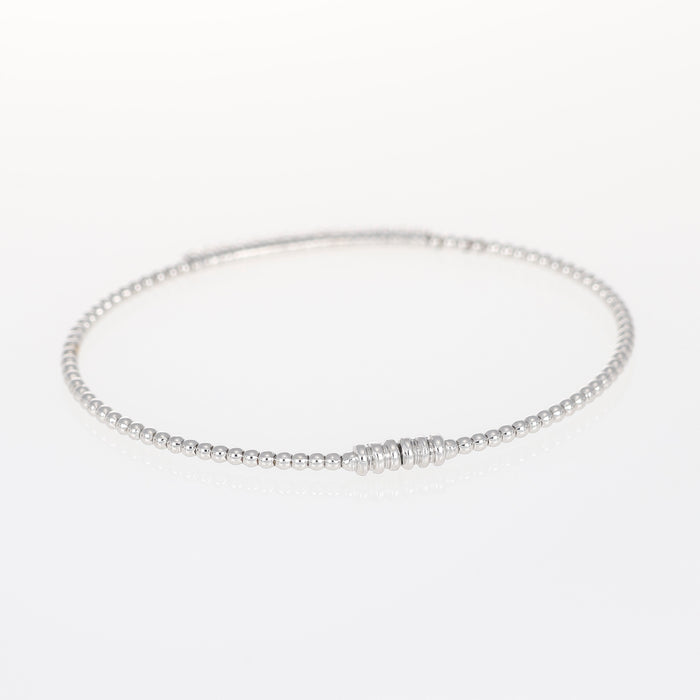 Bracciale Rigido in Oro Bianco 18kt con Barretta di Diamanti e Chiusura Magnetica