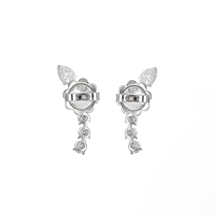 Orecchini a Virgola in Oro Bianco 18kt con Diamanti Brillanti