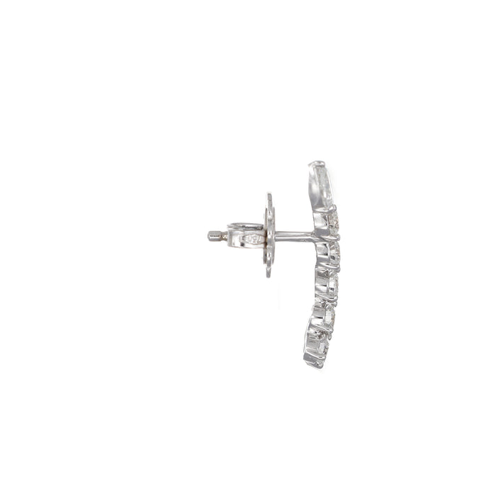 Orecchini a Virgola in Oro Bianco 18kt con Diamanti Brillanti