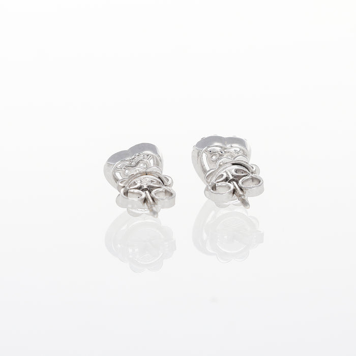 Orecchini a Lobo in Oro Bianco 18kt con Diamante Cuore