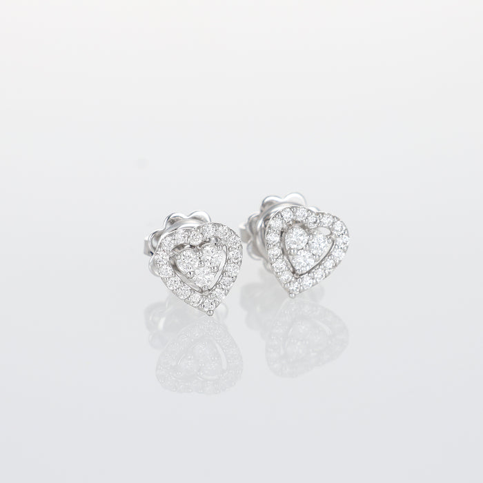 Orecchini a Lobo in Oro Bianco 18kt con Diamante Cuore