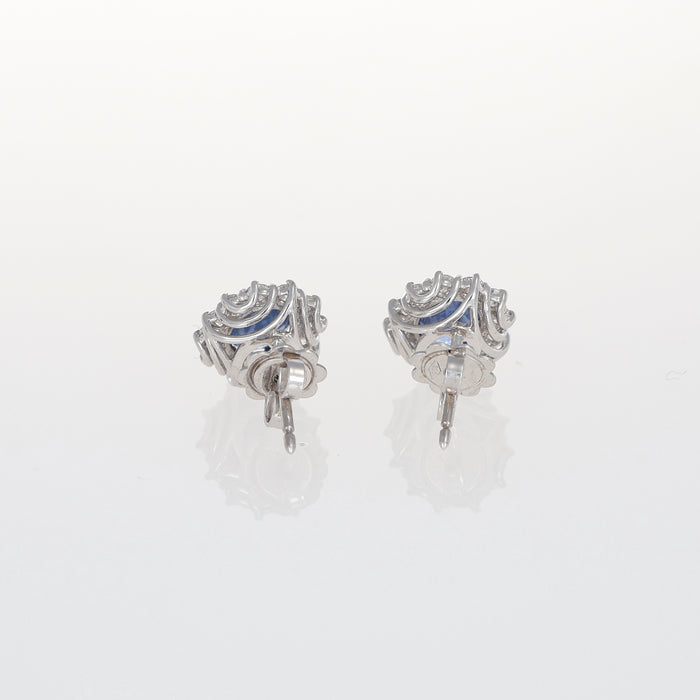 Orecchini a Lobo in Oro Bianco 18kt con Zaffiri Blu e Diamanti