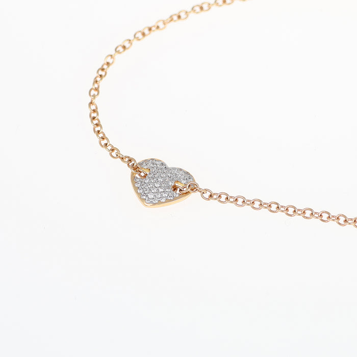 Bracciale in oro rosa 18kt con cuore in pavé di diamanti