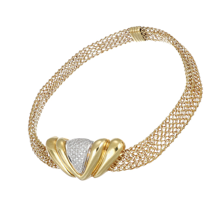 Girocollo firmato Damiani in oro giallo e pavé di diamanti