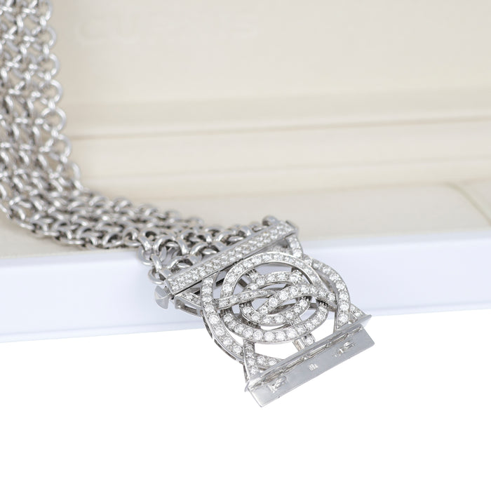 Bracciale morbido in oro bianco con pavé di diamanti