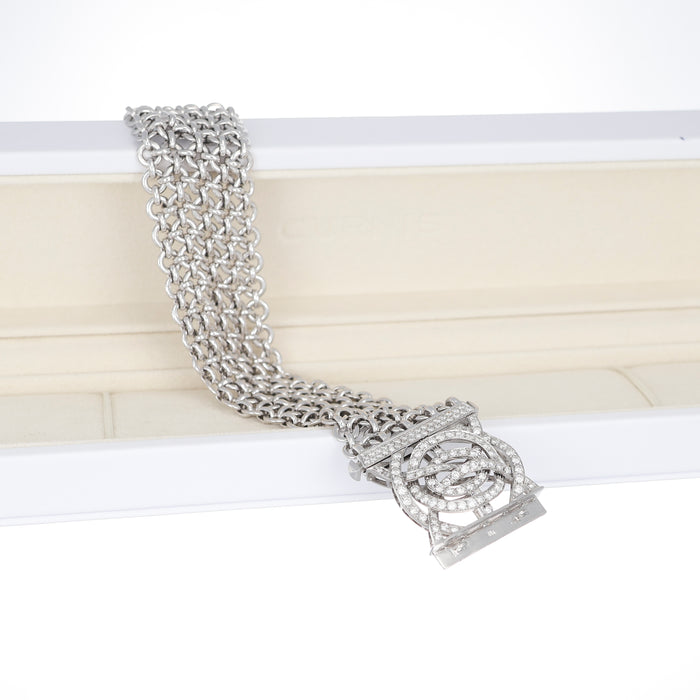 Bracciale morbido in oro bianco con pavé di diamanti