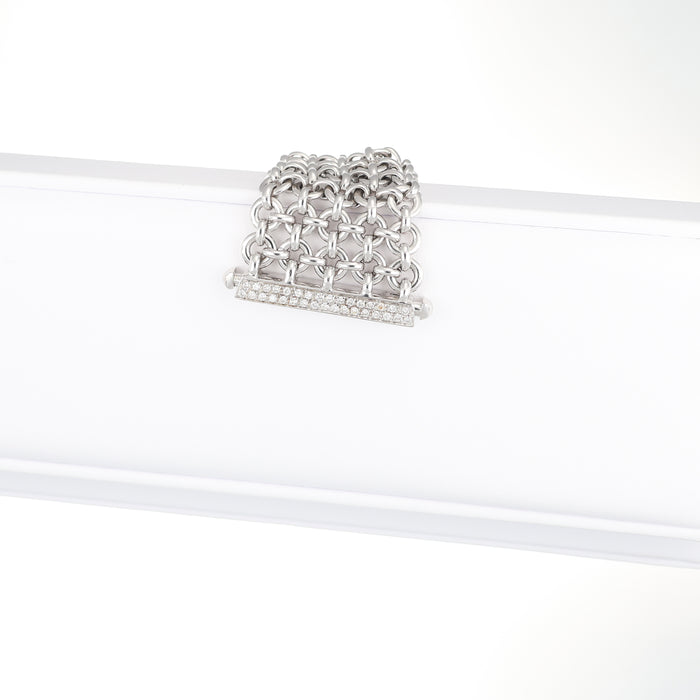 Bracciale morbido in oro bianco con pavé di diamanti