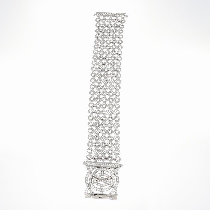 Bracciale morbido in oro bianco con pavé di diamanti