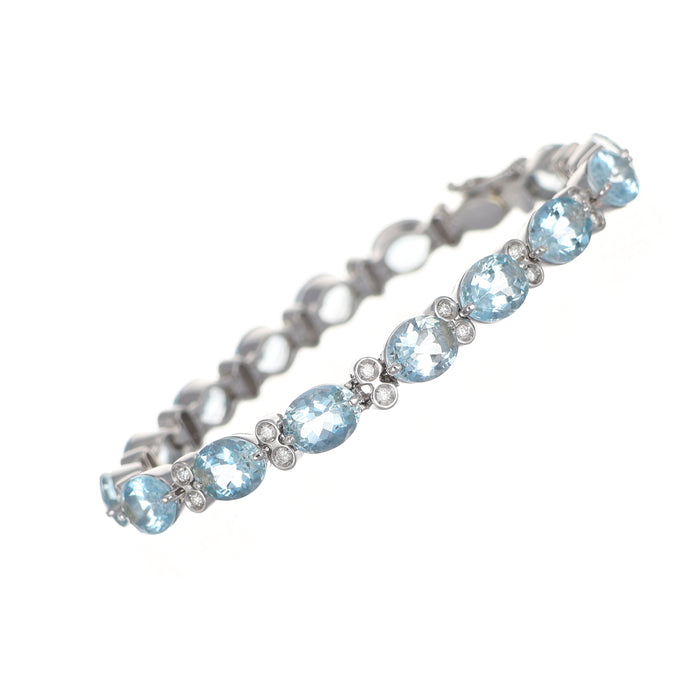 Bracciale in oro bianco con acquamarina e diamanti