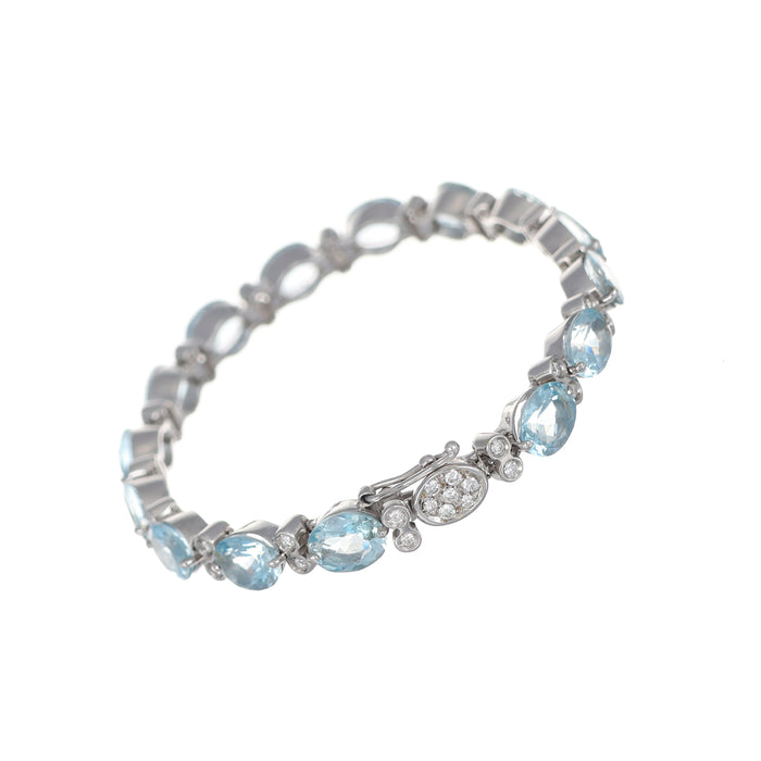 Bracciale in oro bianco con acquamarina e diamanti