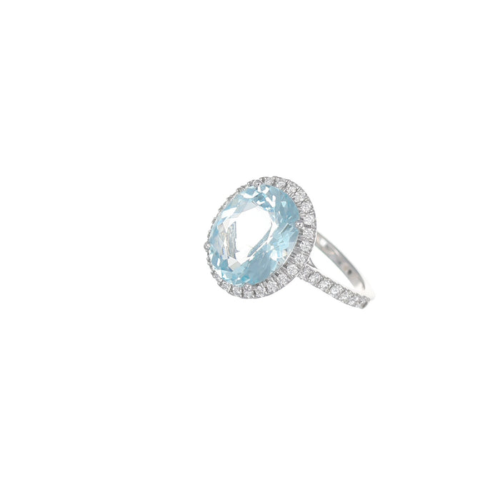 Anello in oro bianco con acquamarina e diamanti
