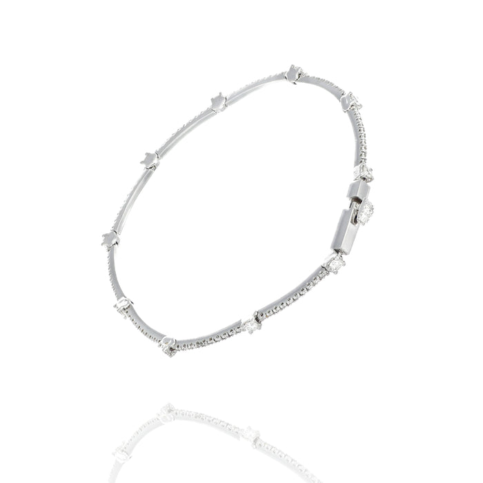 Bracciale Tennis in oro bianco con spot di diamanti naturali