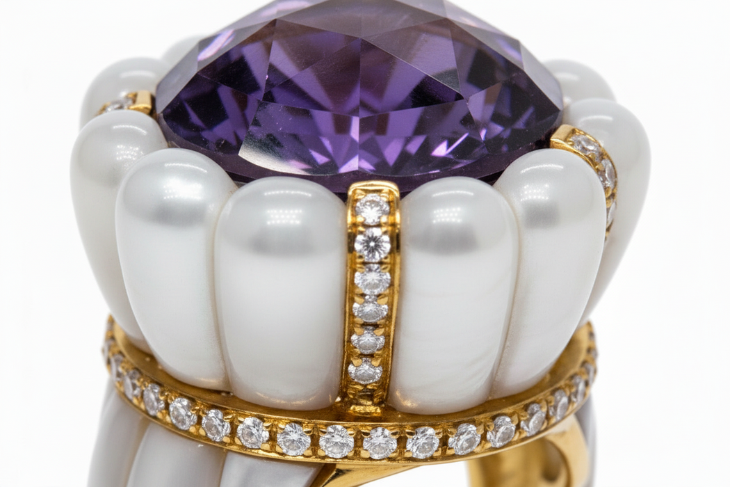 Anello Ametista Flower