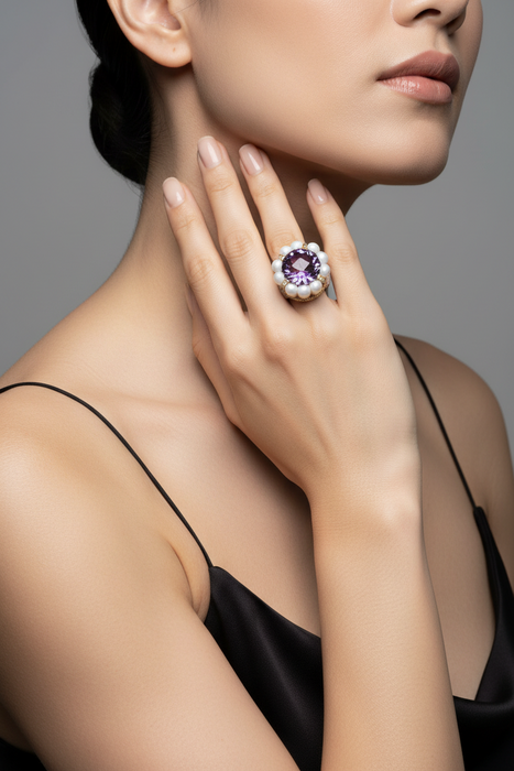 Anello Ametista Flower