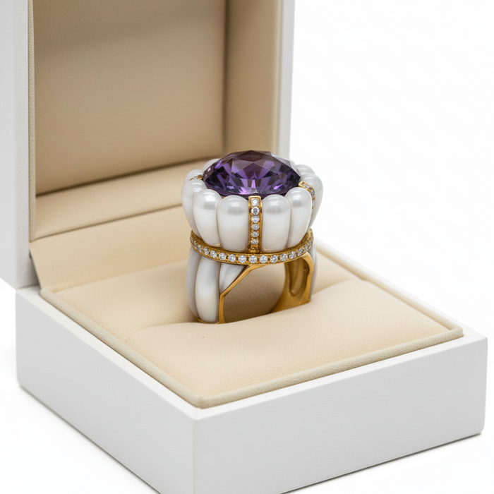 Anello Ametista Flower