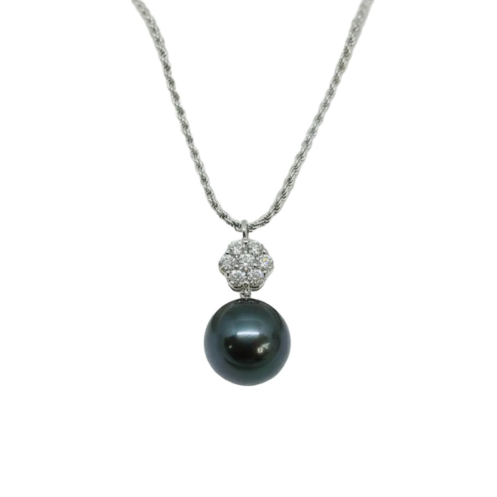 Ciondolo Perla Floral Black