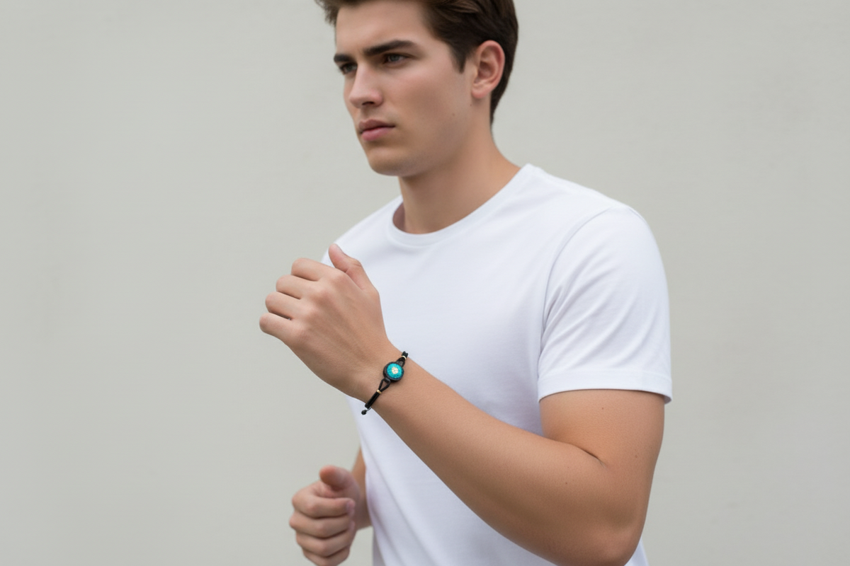 Bracciale Uomo in titanio con Rosa dei Venti Oro