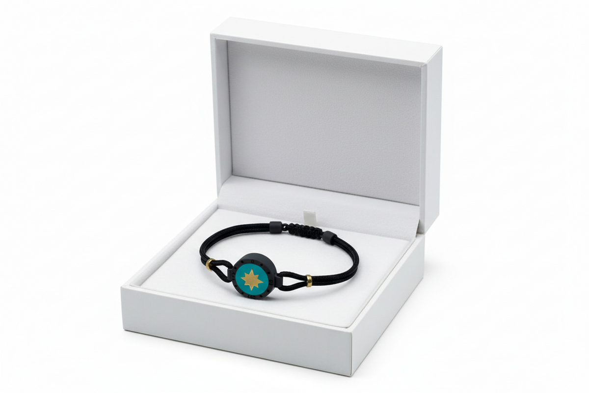 Bracciale Uomo in titanio con Rosa dei Venti Oro
