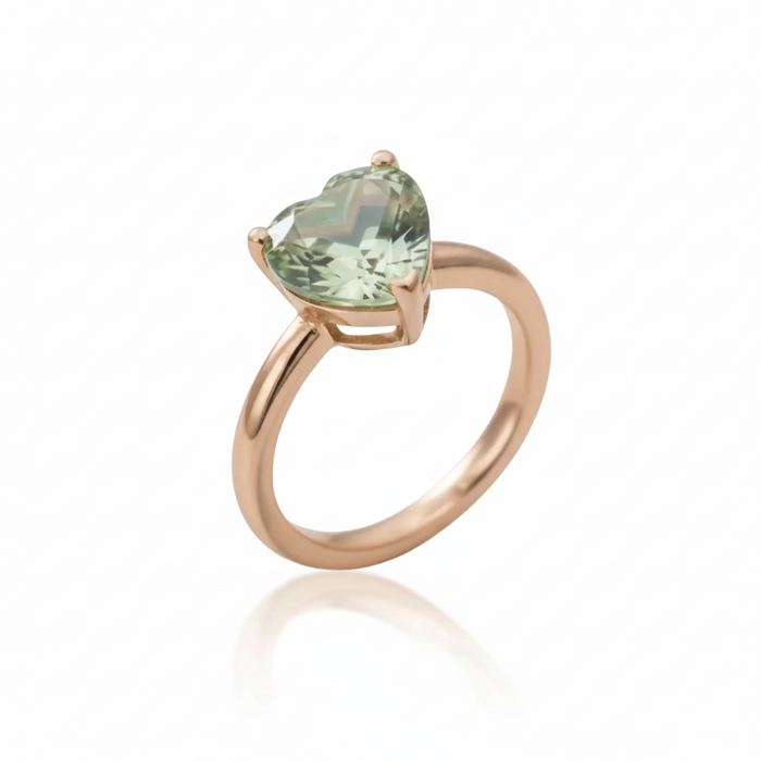 Anello Caramel Heart Prasiolite